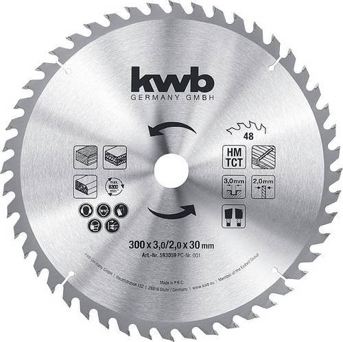 Kwb 593059 Universal Kreissägeblatt mit Carbide-Spitzen in Silber, Durchmesser: 300 mm, Bohrung: 30 mm - Bild 1