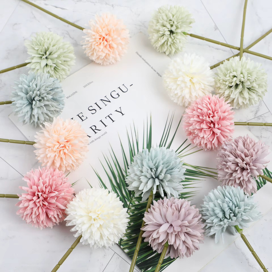YueJia 6-teiliges Set künstliche Blumenarrangements aus Seide, Chrysanthemen- und Hortensien-Kugeln in Rosa für Hochzeit, Party und Tischdekoration - Bild 1