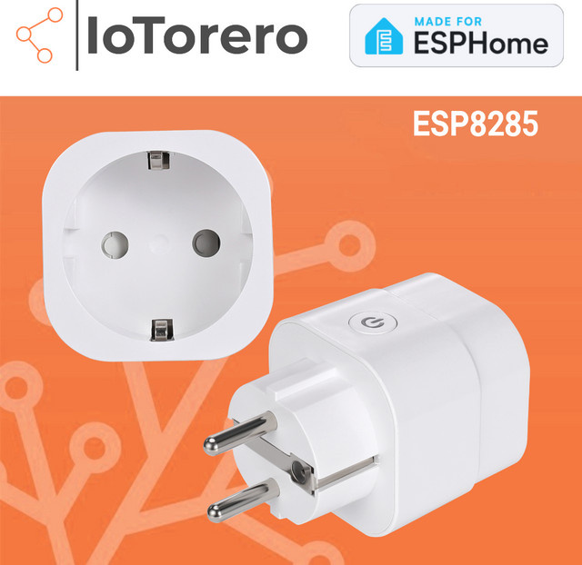 IoTorero Stromverbrauchsmessgerät für ESPHome ESP8285 mit EU-Stecker, 16A, WiFi, Weiß, kompatibel mit Home Assistant - Bild 1