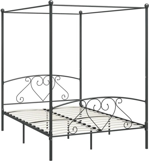 vidaXL Himmelbett-Gestell aus Metall in Grau, B/T: 160 x 200 cm - Bild 1