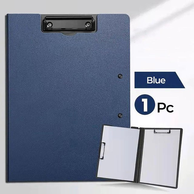 Yiran Furniture Klemmbrett A4 mit doppeltem Metallclip in Blau, 360 Grad faltbarer Aktendeckel für Büro und Schule - Bild 1