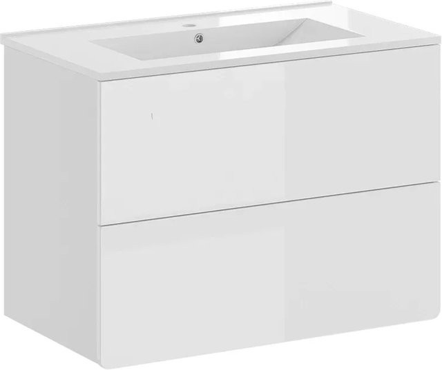 Vicco Badmöbel-Set Izan modern in Weiß Hochglanz mit Waschtischunterschrank und Keramik-Waschbecken B/T/H: 80,0 x 46,0 x 59,3 cm - Bild 2
