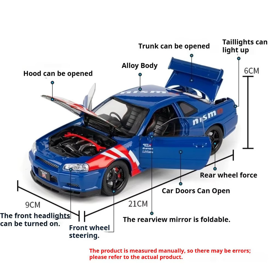 MAKEDA GTR SKYLINE Modell, 1:24, Sportwagen, mit Licht und Sound, Metall - Bild 1