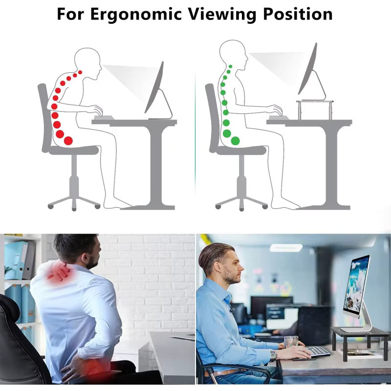 Verstellbarer Computer-Monitorständer und Laptop-Riser für Schreibtisch in Schwarz - Bild 3