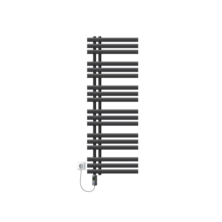 LuxeBath Badheizkörper Iron EM Handtuchheizkörper aus Stahl in Anthrazit mit 900W Heizstab und Digitaldisplay, Höhe: 140 cm, Breite: 50 cm - Bild 2