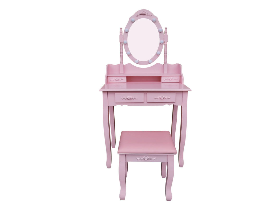 HOME DELUXE Schminktisch ROSY mit Hollywood LED-Spiegel in Pink aus lackiertem MDF Holz - Bild 3