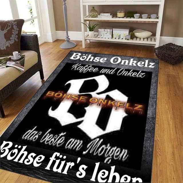 JGJG Teppich Böhse Onkelz Design, Schwarz, B/T: 60 x 40 cm, rutschfest und waschbar - Bild 1