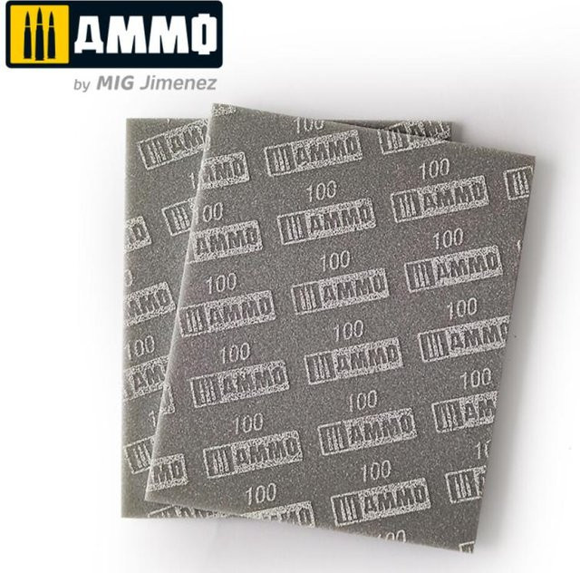 AMMO by MIG Jimenez Sanding Sponge Sheet 100, Grau, 2-teiliges Set - Bild 1
