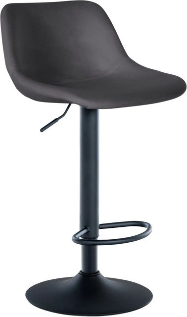 DELUKE Barhocker HODOR Barstuhl aus Samt in Dunkelgrau, höhenverstellbar, drehbar mit Lehne, B/T/H: 43 x 49 x 79 cm - Bild 1