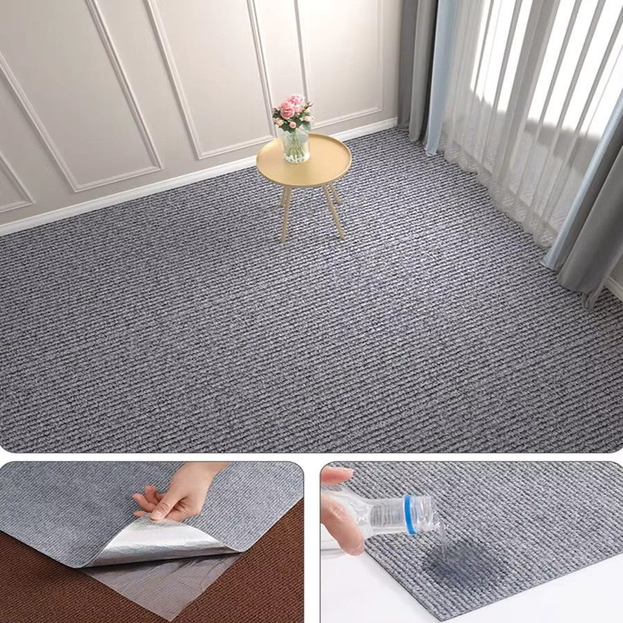 Selbstklebende Rollteppichaufkleber in Grau, rutschfest und verschleißfest für Schlafzimmer und Büro - Bild 2