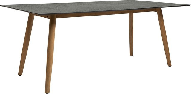 Stern Interno Esstisch aus Teak mit Silverstar 2.0 Zement Tischplatte in Grau, B/T: 180 x 100 cm - Bild 1