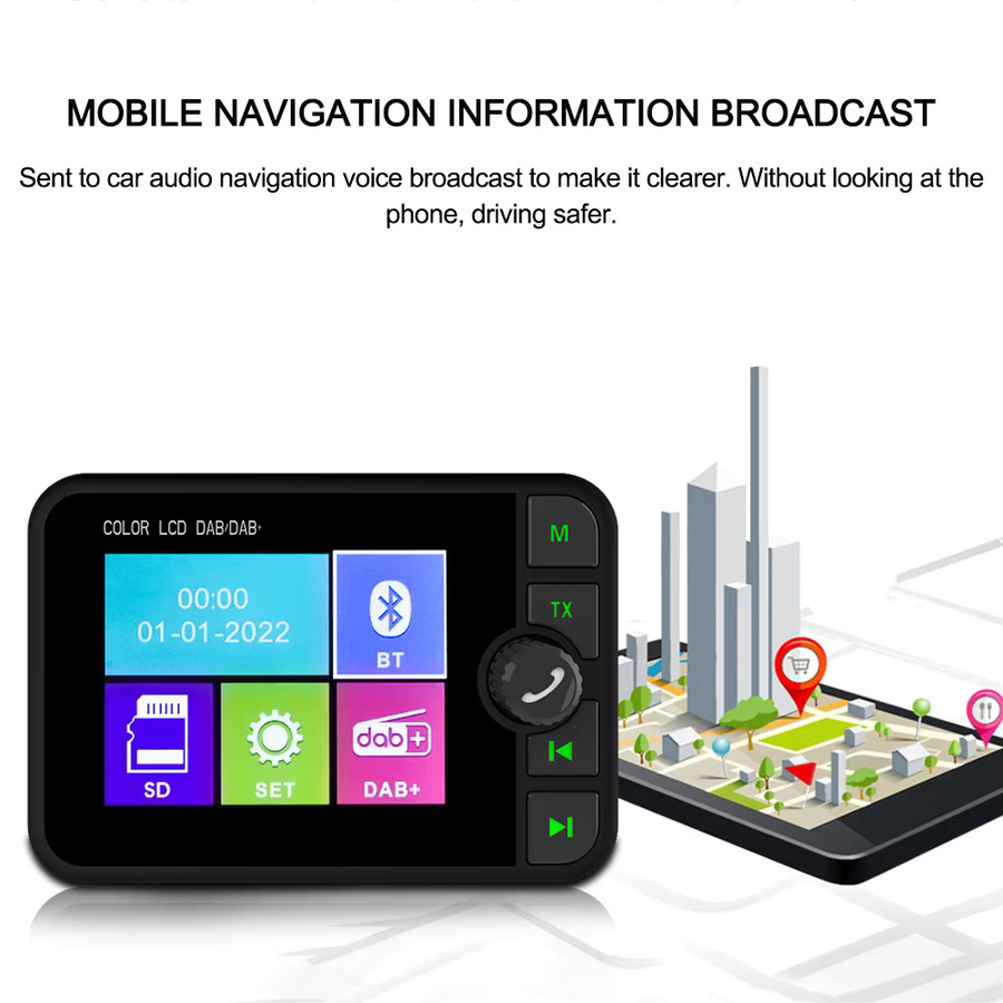 Podofo DAB+ Digitalradio für das Auto mit Bluetooth, MP3 und Farbgrafik-Display in Schwarz - Bild 4