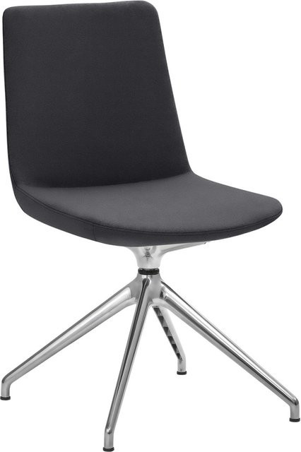 Mayer Sitzmöbel Stuhl mit Sternfuß-Gestell aus Edelstahl in Anthrazit und Lederoptik, B/T/H: 48 x 55 x 88 cm - Bild 1