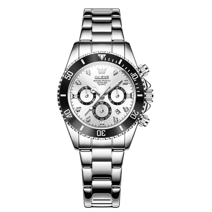 OLEVS Chronograph, Quarz, Edelstahl, Weiß, Damen - Bild 7