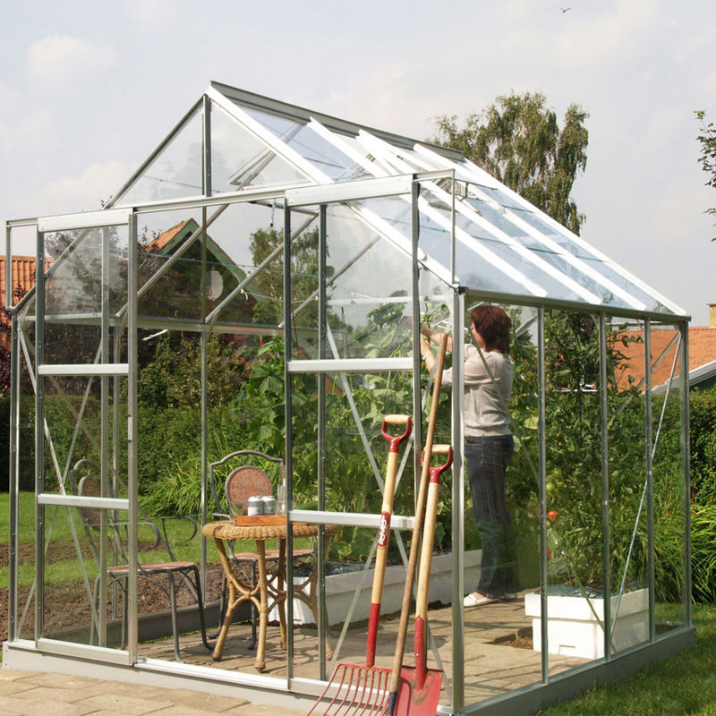 Vitavia Gewächshaus Mars mit 6,7 m² Fläche, silberfarbenes eloxiertes Aluminium und ESG-Glas - Bild 4
