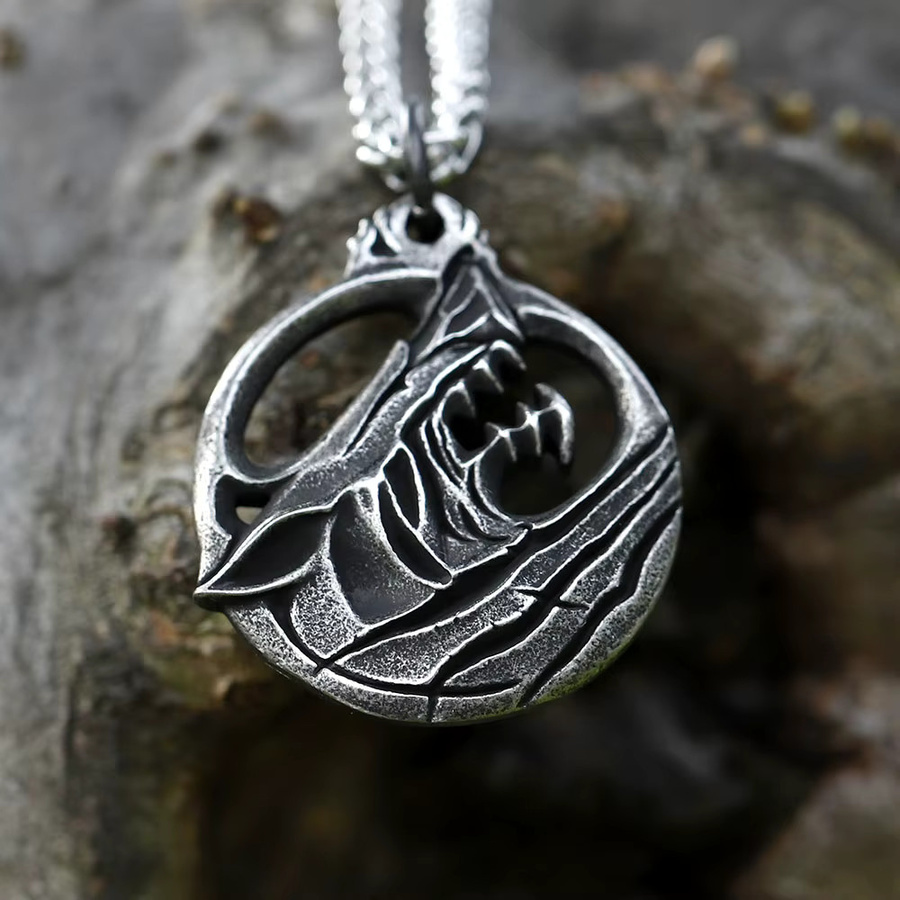 Halskette Wikinger Rune Wolf Anhänger, Edelstahl, Silber, Herren - Bild 2