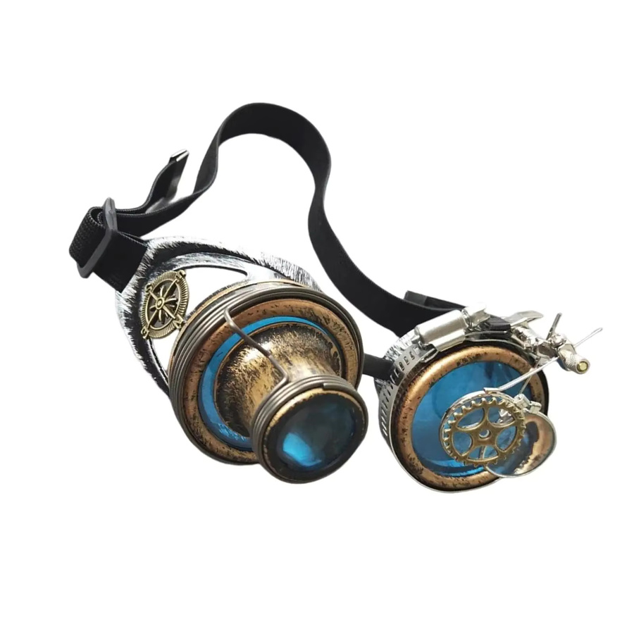 MagiDeal Sonnenbrille Steampunk, Vollrand, Rund, Metall, Blau, Unisex - Bild 4