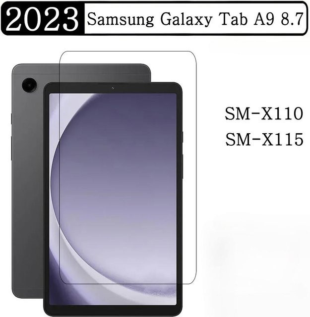 Samsung Galaxy Tab A9 8,7 2023 Displayschutz aus gehärtetem Glas, vollständige Abdeckung, transparent - Bild 1