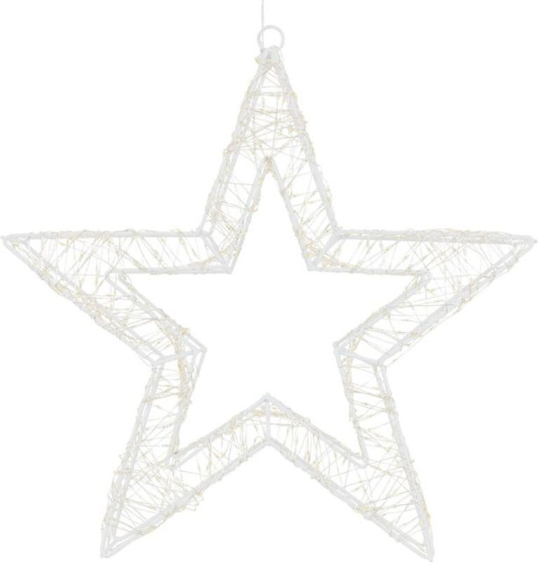 ECD Germany LED Weihnachtsstern aus Metall in Weiß mit 1440 warmweißen LEDs und Timer, IP44 Spritzwassergeschützt für Innen und Außen, Höhe: 50 cm - Bild 2