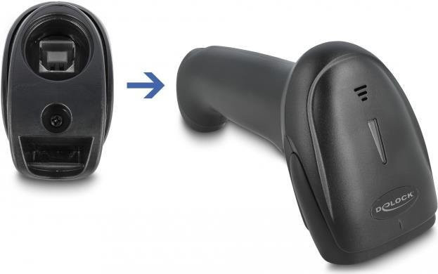 Delock Tragbarer Laser-Barcode-Scanner in Schwarz mit Bluetooth, USB und RF (2,4 GHz) - Bild 1