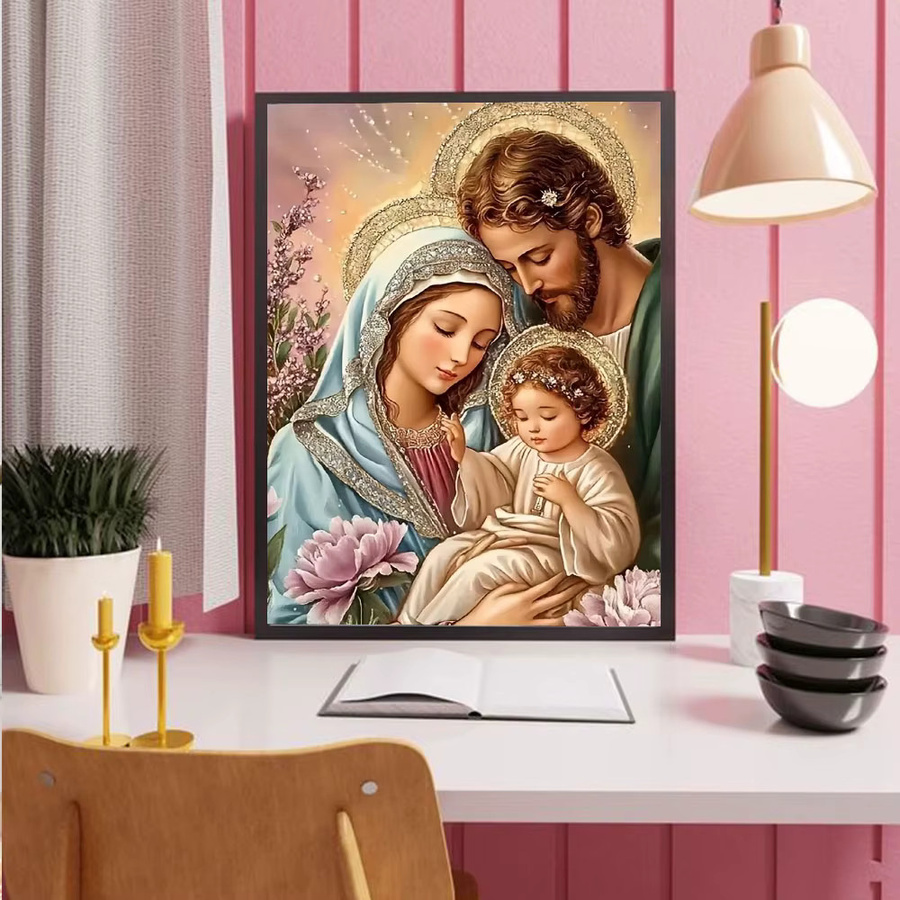 Huacan 5D Diamantmalerei Maria Jesus Religiöses Porträt-Set mit Strass-Bildern in Multicolor, B/H: 30 x 20 cm - Bild 3