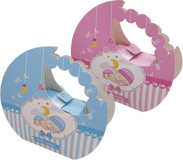 Mondform Candy Box für Kinder und Babypartys als Geschenkverpackung für Hochzeiten, Geburtstage oder Taufen in Blau und Pink - Bild 1