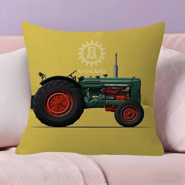 JMG Clothing Dekorative Kissenhülle Auto Traktor mit beidseitigem Druck aus Kurzem Plüsch, Farbe: Gelb, B/T: 50 x 50 cm - Bild 1