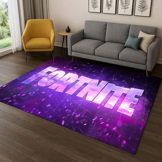 Rutschfester 3D-Fortnite-Spielteppich mit Cartoon-Motiv aus Polyesterflanell für Kinder, B/B: 80 x 120 cm - Bild 1