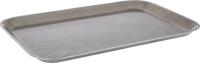 APS Tablett VINTAGE aus Edelstahl, rechteckig, L: 38 cm, B: 26,5 cm, H: 1,5 cm - Bild 1