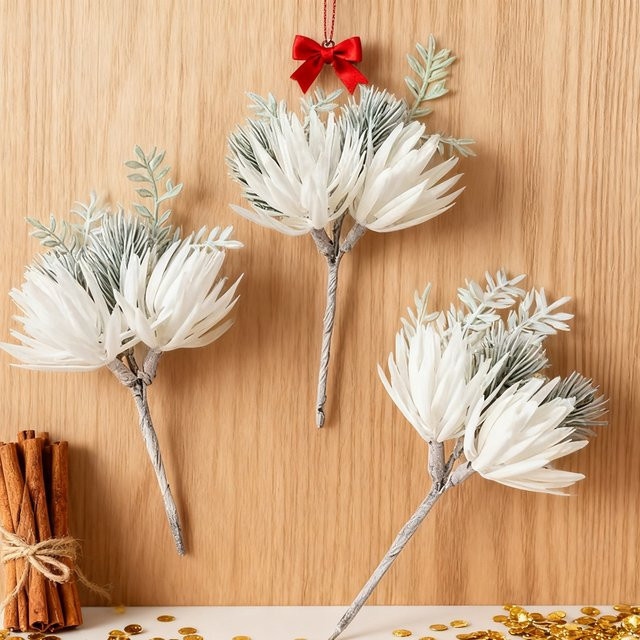 ZQCY Künstliche Blumen und Pflanzen in Weiß für Hochzeit, Weihnachten und DIY-Dekorationen - Bild 1