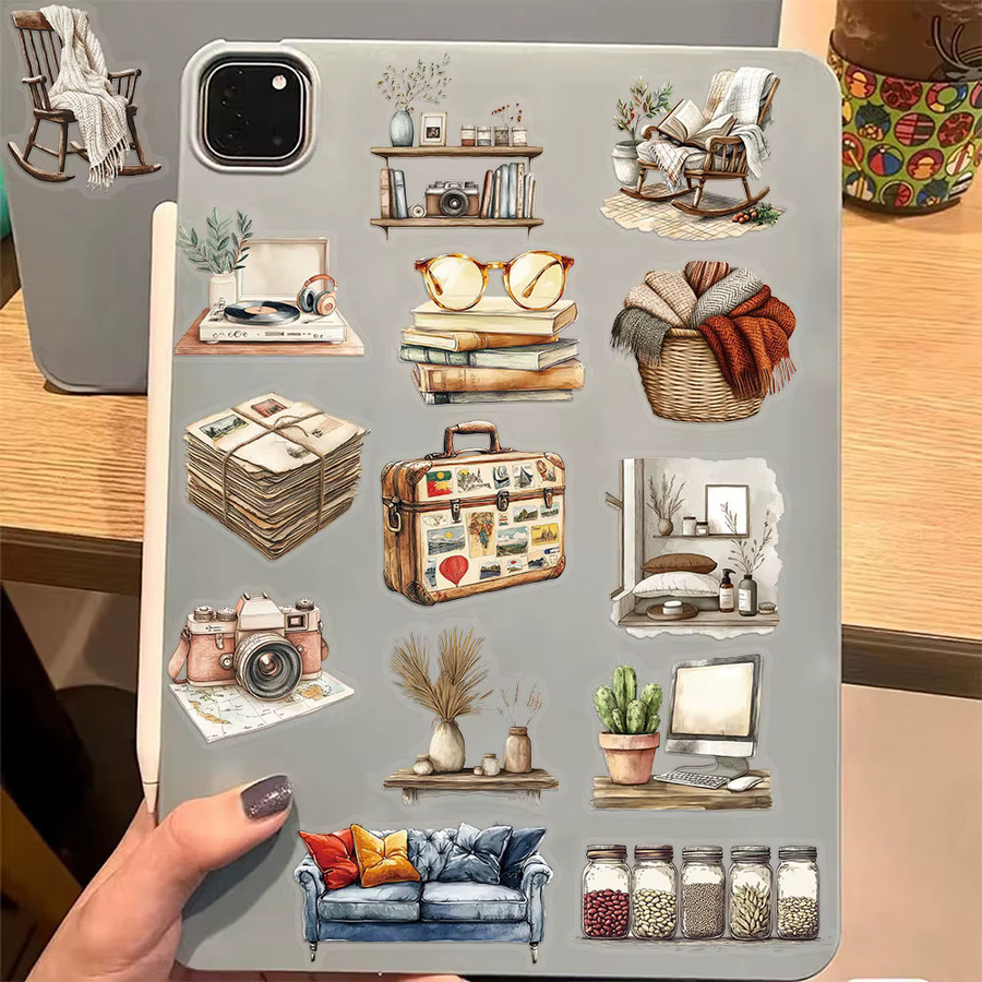 50 Stück Retro Home Art Aufkleber Set in Multicolour für DIY-Projekte an Laptop, Telefonhülle und Gepäck - Bild 2