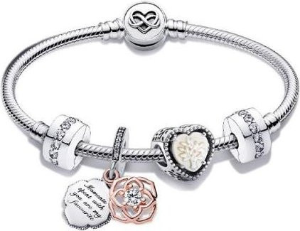 Allbestart Armbandset 925 Silber, Herzform, Zirkonia, Damen, Weiß - Bild 1