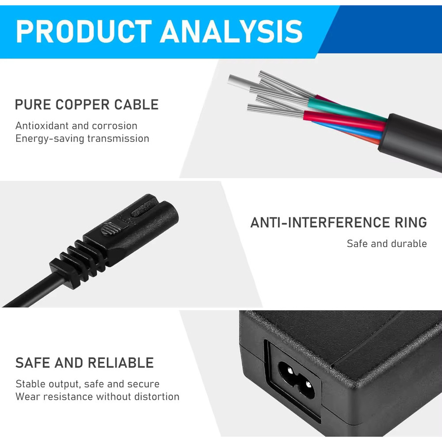Aleaivy Lithium-Batterieladegerät 54,6V 2A für 13S Li-Ionen-Akkupacks, Schwarz, DC-Stecker 5,5mm x 2,1mm - Bild 3