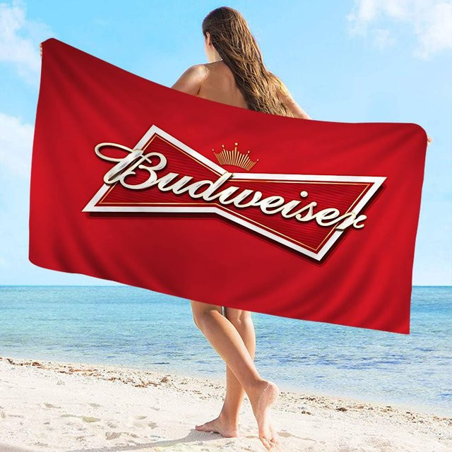 B-Budweiser Mikrofaser Strandtuch aus Polyester, rot, B/B: 80 x 160 cm - Bild 1