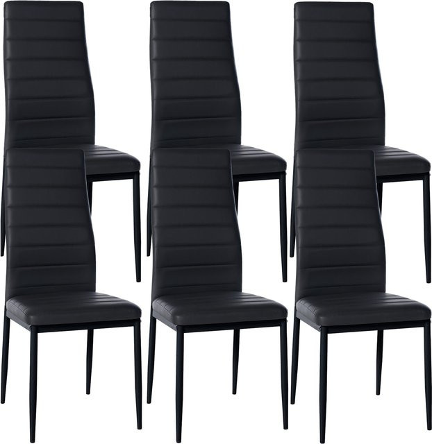 6er Set Esszimmerstühle CLP Mayfair in Schwarz mit Samt- oder Kunstlederbezug und Metallgestell - Bild 1
