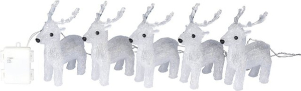 5er Set LED-Dekofiguren Rentiere von viva domo in Weiß und Transparent aus Kunststoff für Weihnachten