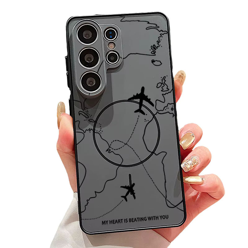 Magnetische Handyhülle MOESOE mit Flugrouten-Muster für Samsung Galaxy S26 S25 S24 S23 S22 Ultra Edge FE A56 A37 A17 A55 A36 A16 A15 in Pink und Mehrfarbig - Bild 6