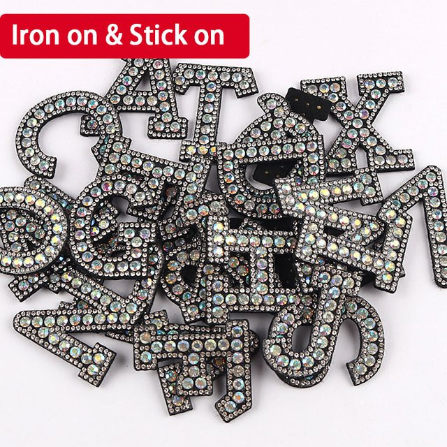 Schwarze Perlen-Applikation Buchstaben-Bügel-Patch A-Z mit 4,5 cm Durchmesser für DIY-Bastelbedarf und Dekoration - Bild 1