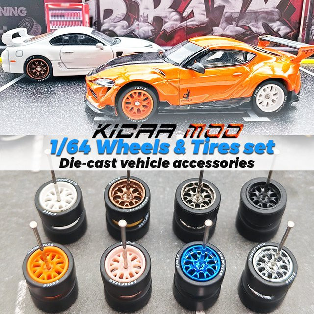 KICARMOD Modellauto ABS-Räder mit Gummireifen, 1-teiliges Set, 1:64, Hot Wheels Zubehör - Bild 1