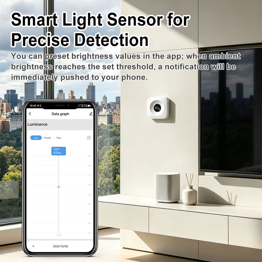 iHseno Zigbee Smart Helligkeitssensor Tuya Smart Life Twilight Sensor in Weiß zur Beleuchtungssteuerung mit Alexa Sprachassistent Unterstützung - Bild 4