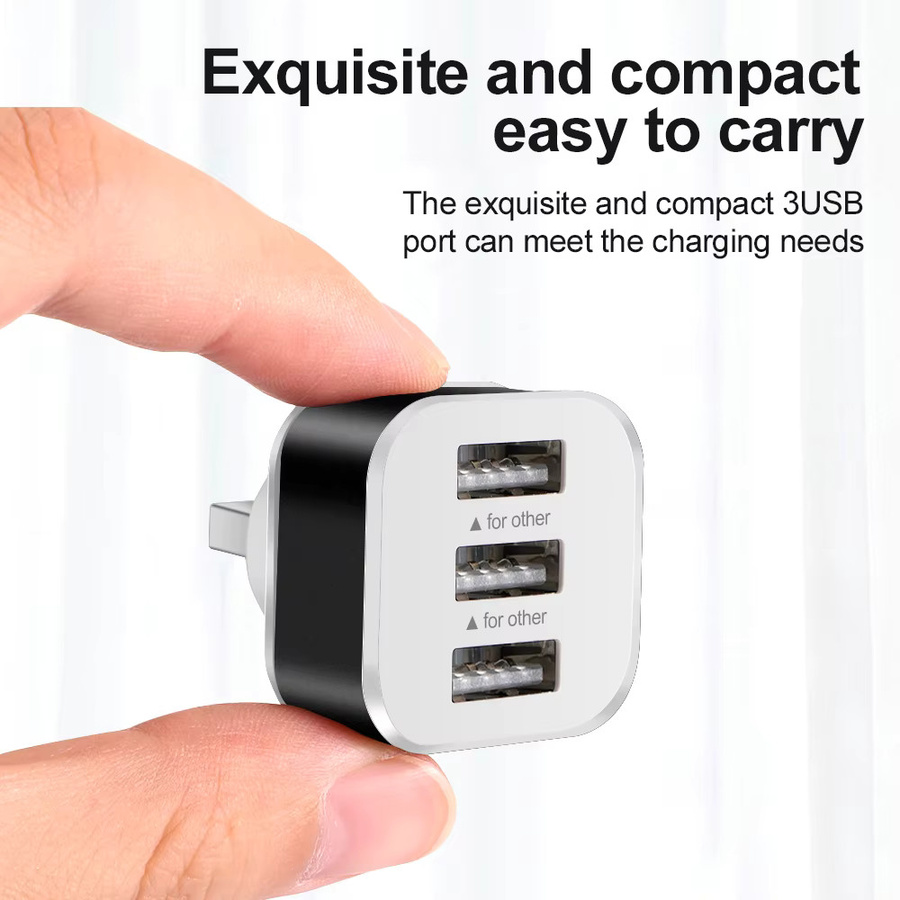 Henruisi 3-Port USB 2.0 Hub mit Schnellladefunktion, USB Splitter und Adapter für Laptop, Tablet und Smartphone, Silber/Weiß - Bild 5