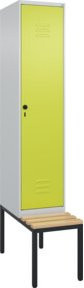 C+P Spind Classic PLUS Garderobenschrank mit Sitzbank, 1 Abteil, Lichtgrau, B/T/H: 212,0 x 40,0 x 81,5 cm - Bild 1