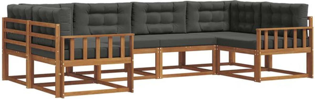 Modernes Outdoor-Sofagarnitur Loungemöbel Set aus Akazie mit 6-teiligen Kissen von vidaXL in Natur und Anthrazit - Bild 1