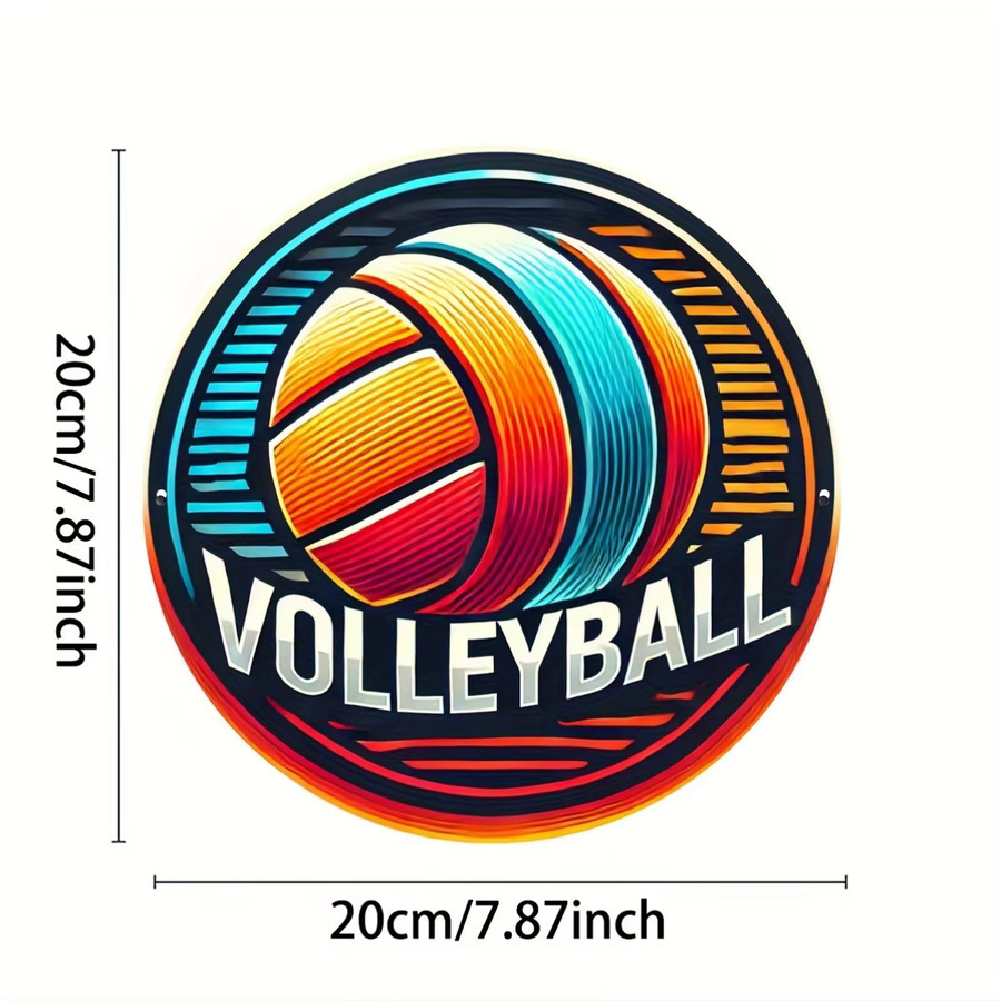 Potdemiel Volleyball Wandkunstschild aus Metall im Vintage-Stil, Mehrfarbig, B/H: 20,3 x 20,3 cm - Bild 2