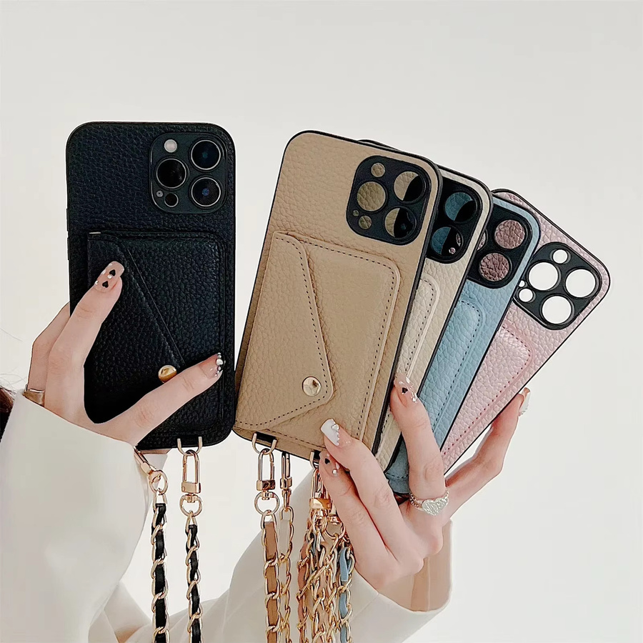 szHAIyu Lanyard Crossbody Wallet Handyhülle mit Kartenhalter und Kettenriemen für iPhone 17 Air 16 15 14 13 12 11 Pro Max XR XS 8 7 in Beige und Multicolour - Bild 1
