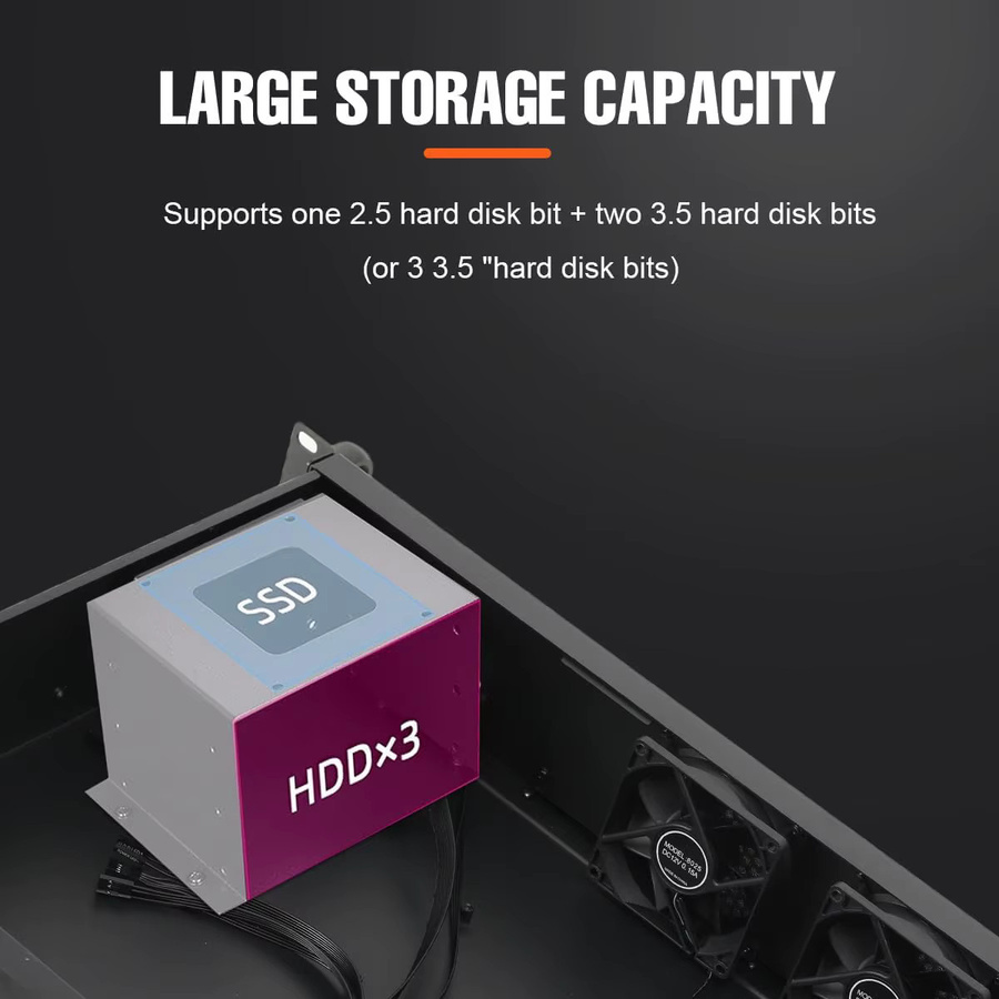 Kompaktes 2U Rackmount-Servergehäuse für industrielle Steuerungen und Datenspeicher in Schwarz - Bild 3