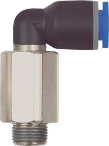 Riegler L-Steckverschraubung Blaue Serie lang, drehbar, R 3/8 a., Durchmesser: 12 mm, Farbe: Blau - Bild 1