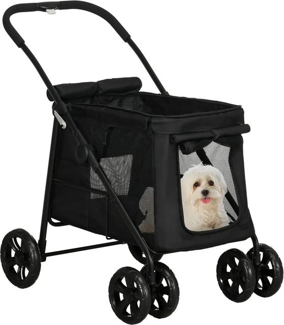 PawHut Hundewagen mit Kissen und Seitentaschen in Schwarz - Bild 1