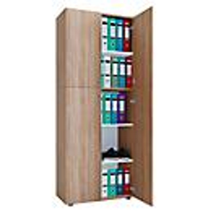 VCM Büroschrank Lona mit Drehtüren in Buche und Weiß, mit höhenverstellbaren Fachböden, B: 70 cm, T: 40 cm, H: 178 cm - Bild 4