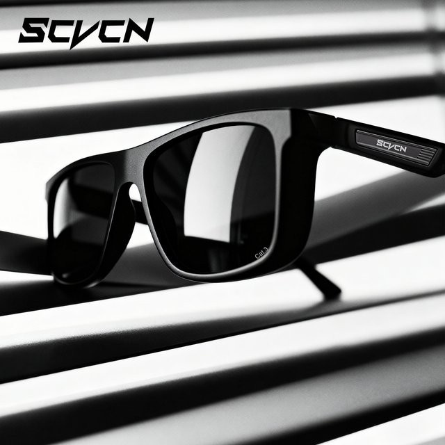 SCVCN Sportsonnenbrille, Unisex, Vollrand, Kunststoff, Schwarz - Bild 1